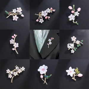 Chinese Style Vintage Floral Brooch For Women Alloy Rhinestone Oil Dripping Pins For Suit Coat Cheongsam Elegant Jewelry Accessories