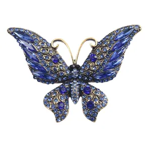 Eleganter Schmetterlings-Brosche mit blauen Kristallen für hochwertige Blazer-Accessoires Mode.
