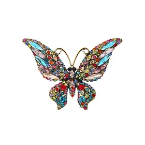 Exquisite multi-color rhinestone butterfly brooch for women's elegant suit lapels