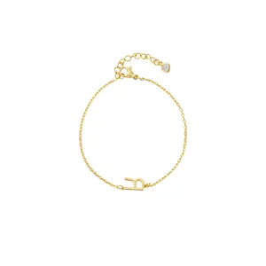 Minimalist gold-plated titanium steel chain bracelet with 'B' initial and crystal charm