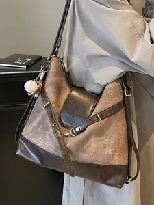 Bolso vintage de gran capacidad para mujer, elegante diseño multiusos de hombro y mochila