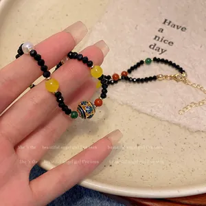 Bunte Halskette mit künstlichen Kristallperlen im neuen chinesischen Stil für Damen