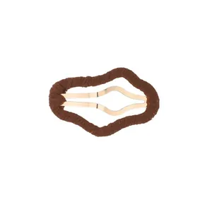 Wavy cloud-shaped plush hair clip in brown and gold finish for women's hair styling.