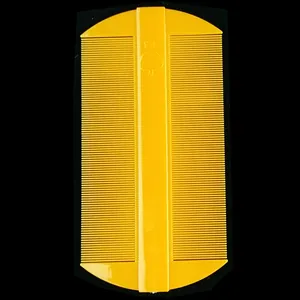 Yellow double-sided fine-tooth plastic nit comb for scalp hair care and lice removal
