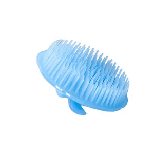 Blue silicone scalp massager hair wash brush for deep cleaning and head relaxation