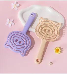 Cute pig-shaped hollow hair combs for scalp massage and detangling in pastel set