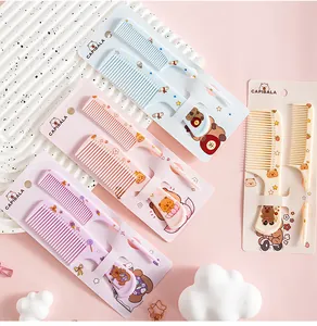 Kit de peignes à cheveux portables Capybara pour enfants en quatre couleurs pastel doux