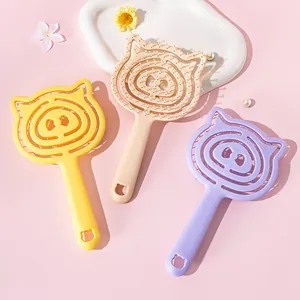 Cute Pig Shape Hollow Massage Hair Comb Portable Detangling Brush For Women Kids Plastic Scalp Massage Comb For Wet Dry Hair