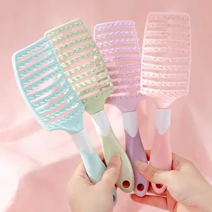 Curved Vent Hair Brush For Women Scalp Massage Detangling Hairbrush Plastic Hollow Out Volumizing Hair Styling Tool