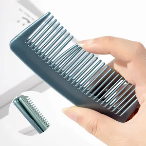Peigne à cheveux de voyage portable professionnel à dents larges, bleu foncé élégant