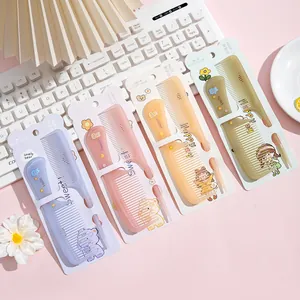 Cute Cartoon Printed Plastic Hair Comb Handle Comb And Rat Tail Comb Portable Fine Tooth Styling Tools For Kids Women Travel