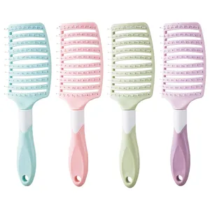 Professional curved vented hairbrushes in four pastel colors for hair volumizing
