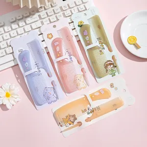 Cute 2pcs cartoon hair comb set with portable mini tail comb for kids