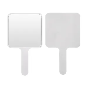 Specchio da trucco portatile quadrato in resistente materiale ABS bianco da viaggio