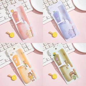 Cute cartoon printed hair comb set with 2 mini portable combs for kids and styling