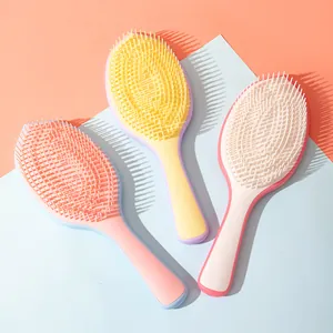 Cepillos de pelo con forma de hoja para masaje capilar y desenredado en tonos pastel