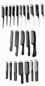 Detailed collection of various professional black anti-static carbon fiber styling combs