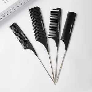 Professional carbon antistatic tail combs set for salon hair styling and parting