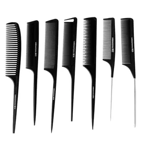 Professional 7-piece carbon anti-static hair comb set for salon styling and precision cutting
