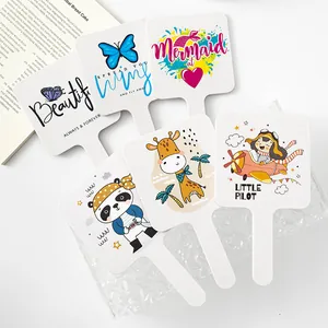 INS Style Portable Handheld Makeup Mirror Square ABS Plastic Frame Cartoon Printed High Definition Cosmetic Mirror For Women