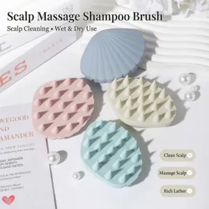 Shell-shaped silicone scalp massager brush for deep hair cleaning and relaxation
