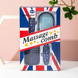 Star Printed Handle Massage Comb 2-Piece Set Cushion Airbag Hair Brush For Women Scalp Massage Household Hair Styling Tool