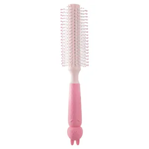 Niedliche rosa Kaninchen-Rundhaarbürste für professionelles Haarstyling und Lockenwickeln