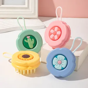 Cepillo de Champú de Silicona Suave para Masaje del Cuero Cabelludo Limpieza Manual del Cabello Diseño Colgante Portátil para Mujeres Hombres Niños
