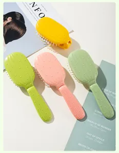 Set of four portable cactus folding air cushion massage hairbrushes in pastel colors