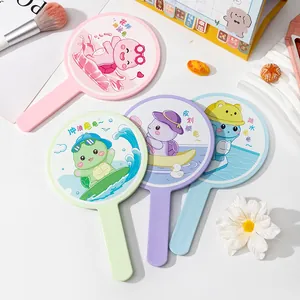 Cute Cartoon Little Turtle Printed Handheld Makeup Mirror High Definition Plastic Handle Mirror Portable Cosmetics Tool For Girls Women