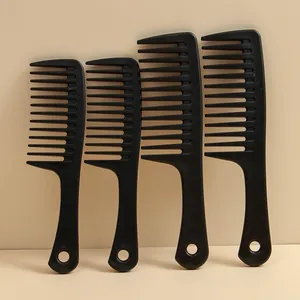 Pettine a Denti Larghi per Capelli Ricci Pettine Districante Portatile a Denti Grandi Con Foro per Appendere Strumento per lo Styling in Plastica per Capelli Lunghi Donna