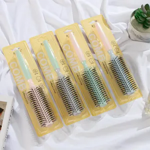 Macaron Color Plastic Round Roller Hair Brush Professional Styling Curling Comb For Women Hair Detangling Detangler Tool