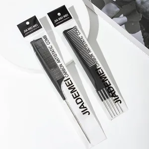 Professional antistatic carbon hair styling comb with steel pin tail for salon use