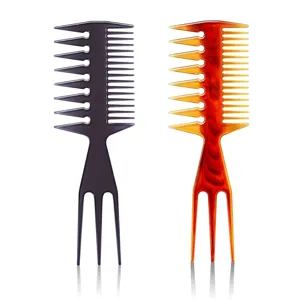 Herren Retro Haarkamm Professionelles Barber Öl Kopf Styling Breitzahn Kamm PP Material Bernstein Grau Haar Werkzeug Für Zuhause Salon