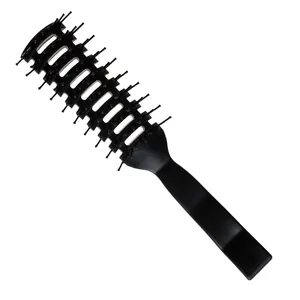 Professional Men Vent Brush For Hair Styling Hollow Out Design Black Matte Plastic Hair Comb For Barbershop Home Daily Use