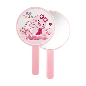 Cute cartoon pink turtle handheld mirror for girls, portable and high-definition