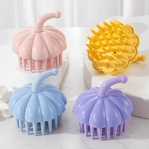 Cepillo Masajeador de Cuero Cabelludo con Forma de Calabaza Dientes Suaves de TPR Cepillo de Lavado de Cabello para Limpieza Profunda Masaje Manual Peine de Cuidado