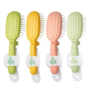 Portable cactus-shaped folding airbag hair massage combs in four pastel colors for women