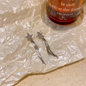 Elegante stervormige kwastjesoorbellen met fonkelende strassteentjes in zilver