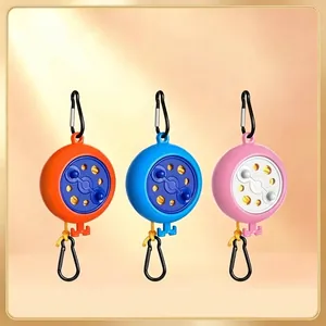 Portable retractable clothesline set with carabiners in orange blue pink colors