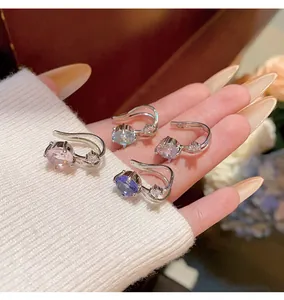 Elegant sparkling zircon ear cuffs in four colors, high-end non-pierced ear bone clips