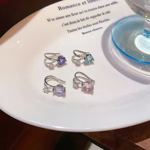 Sparkling zircon ear clips for non-pierced ears in four elegant pastel colors