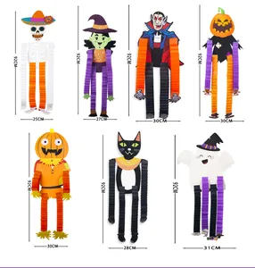 Décorations d'Halloween suspendues, personnages en papier télescopiques de 92 cm