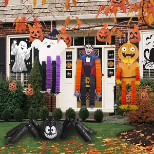 Décorations Suspendues en Papier Rétractable pour Halloween Personnages de Fantôme Vampire Citrouille Sorcière pour Fête Intérieur Extérieur Ornements