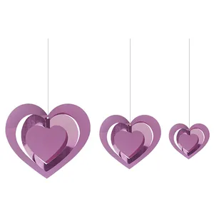 3D-Herz-Hängedeko in drei Größen für Valentinstag und Hochzeitsdekoration in Violett