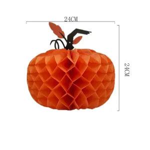 Halloween oranje papieren honingraat pompoenlantaarn voor feestdecor, 24 cm groot