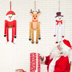 Christmas Paper Hanging Ornament Santa Claus Snowman Reindeer Accordion Pleated Festive Decoration For Home Mall Party Supplies