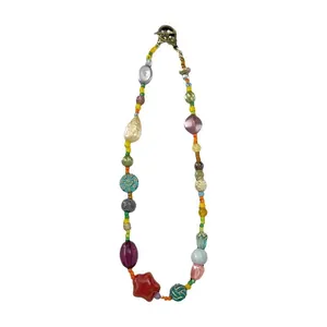 Collana di perle dopamine etnica fatta a mano con ciondolo a stella rossa e perle vintage