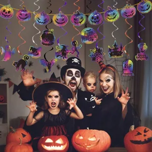 Holographic Halloween hanging swirl decorations for party backdrop