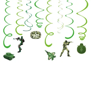 Military camouflage theme party hanging swirls decorations for army boy's birthday party
